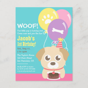 Invitación Fiesta de Cumpleaños Infantil con Tema de Perrito 