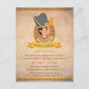 Invitación Fiesta de Cumpleaños Infantil con Tema Egipcio de
