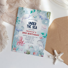 Invitación Fiesta de Cumpleaños Infantil de Acuarela Bajo el