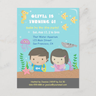 Invitación Fiesta de Cumpleaños Infantil de Acuario Subacuáti