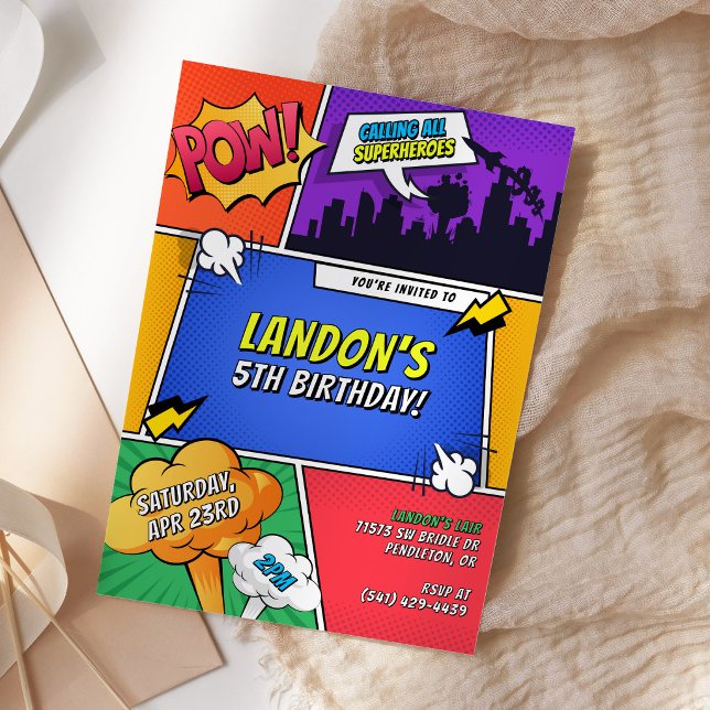 Invitación Fiesta de Cumpleaños Infantil de Cómic de Superhér (Subido por el creador)