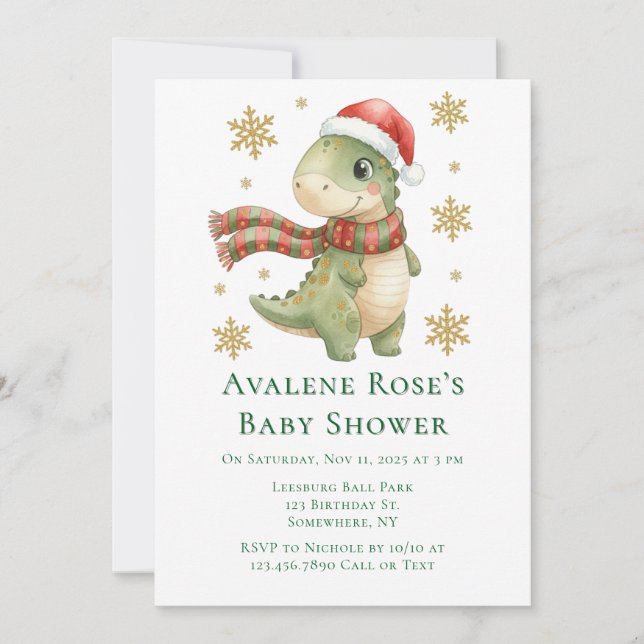 Invitación Fiesta de cumpleaños infantil de dinosaurio de Nav (Anverso)