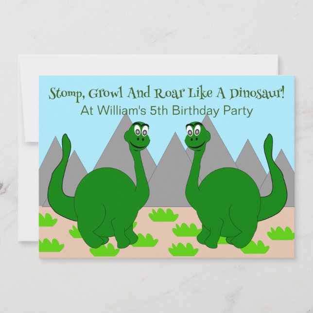 Invitación Fiesta de cumpleaños infantil de diseño de dinosau (Anverso)