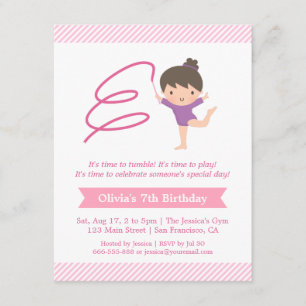 Invitación Fiesta de Cumpleaños Infantil de Gimnasia con Cint