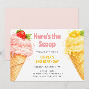 Invitación Fiesta de Cumpleaños Infantil de Helado de Verano
