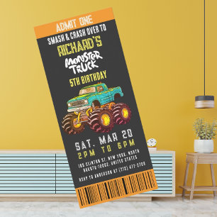 Invitación Fiesta de Cumpleaños Infantil de Monster Truck Sma