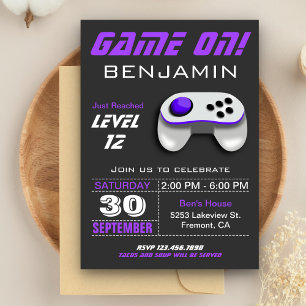 Invitación Fiesta de Cumpleaños Infantil de Videojuegos Moder