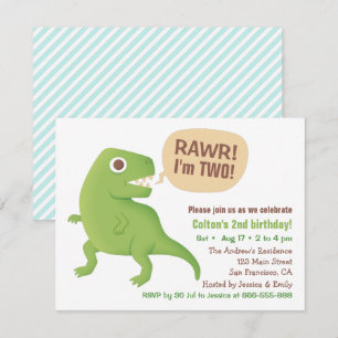 Invitación Fiesta de cumpleaños infantil del T Rex Dinosaurio
