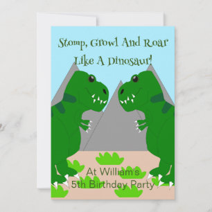 Invitación Fiesta de Cumpleaños Infantil Diseño de Dinosaurio