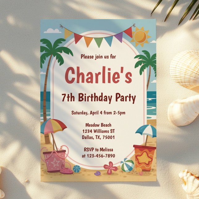 Invitación Fiesta de Cumpleaños Infantil Fiesta en la Playa c (Subido por el creador)