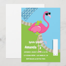 Invitación Fiesta de cumpleaños infantil Flamingo Verano Spla