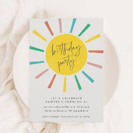 Invitación Fiesta de Cumpleaños Infantil Guión Sol Arcoíris
