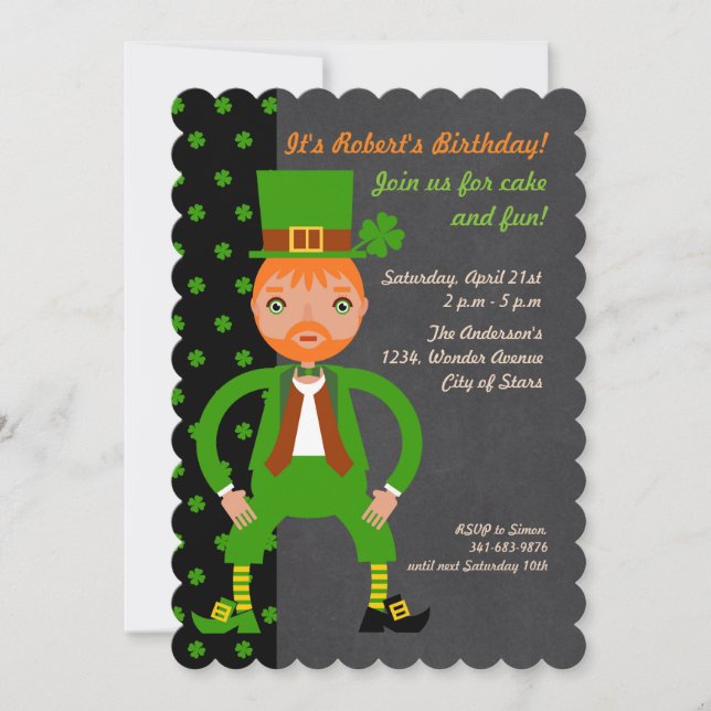 Invitación Fiesta de cumpleaños infantil irlandesa nacida (Anverso)