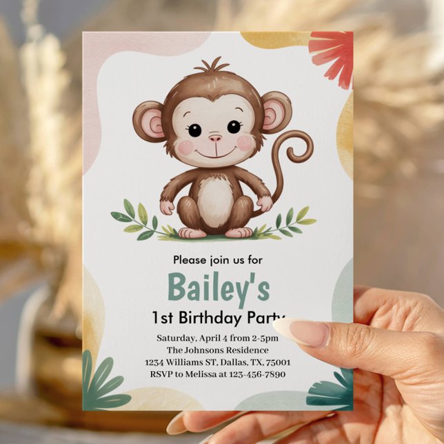 Invitación Fiesta de Cumpleaños Infantil Mono Lindo Selva (Subido por el creador)