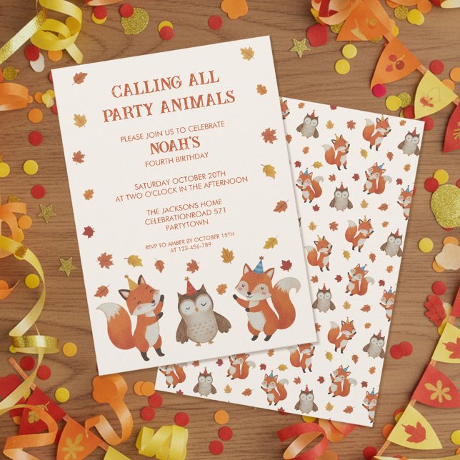 Invitación Fiesta de Cumpleaños Infantil Otoño Bosque de Zorr (Subido por el creador)