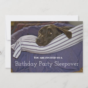 Invitación Fiesta de Cumpleaños Infantil Perro Dormilón Pijam