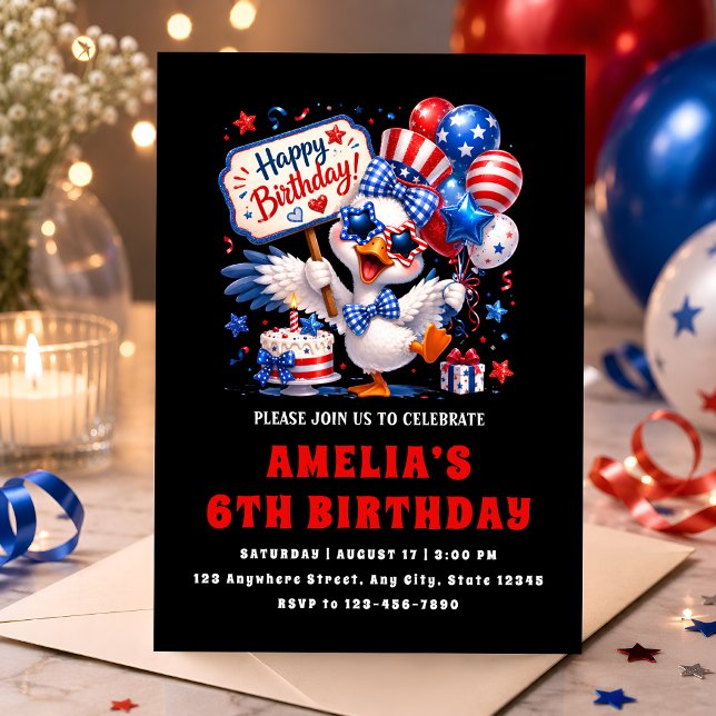Invitación Fiesta de cumpleaños infantil Rojo Blanco Azul (Subido por el creador)