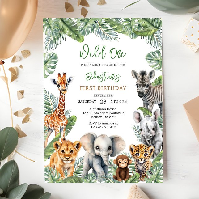 Invitación Fiesta de cumpleaños infantil Safari de animales d (Subido por el creador)