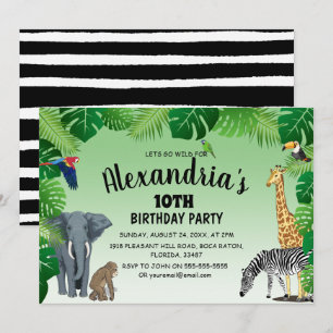 Invitación Fiesta de cumpleaños infantil Safari Jungle Animal