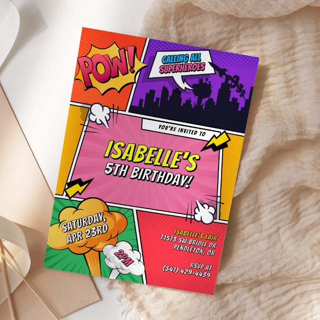 Invitación Fiesta de Cumpleaños Infantil Superhéroes de Cómic (Subido por el creador)