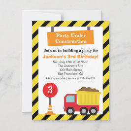 Invitación Fiesta de Cumpleaños Infantil Tema de Construcción
