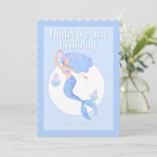Invitación Fiesta de cumpleaños infantil tema sirena pastel