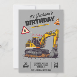 Invitación Fiesta de cumpleaños infantil temática de construc
