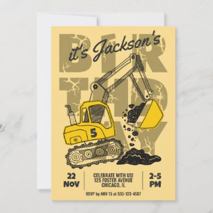 Invitación Fiesta de cumpleaños infantil temática de construc
