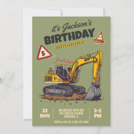 Invitación Fiesta de cumpleaños infantil temática de construc