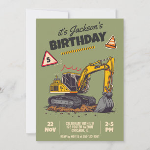 Invitación Fiesta de cumpleaños infantil temática de construc