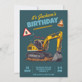 Invitación Fiesta de cumpleaños infantil temática de construc