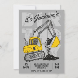 Invitación Fiesta de cumpleaños infantil temática de construc