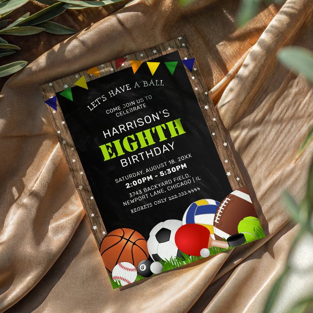 Invitación Fiesta de cumpleaños infantil temática de deportes (Subido por el creador)