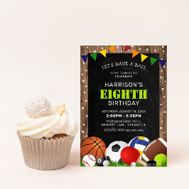 Invitación Fiesta de cumpleaños infantil temática de deportes