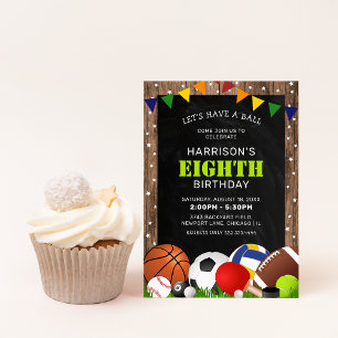 Invitación Fiesta de cumpleaños infantil temática de deportes