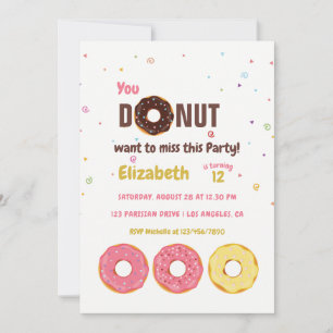 Invitación Fiesta de cumpleaños infantil temática de donas co