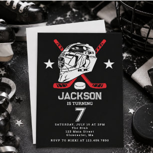 Invitación Fiesta de cumpleaños infantil temática de hockey e