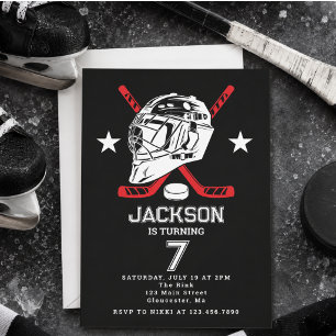 Invitación Fiesta de cumpleaños infantil temática de hockey e