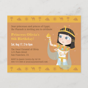 Invitación Fiesta de cumpleaños infantil temática egipcia de 