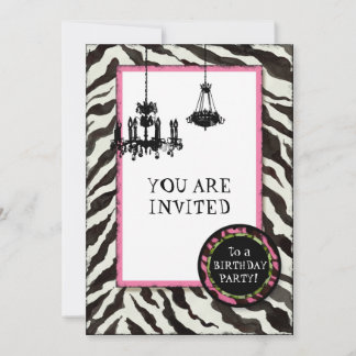 Invitación Fiesta de cumpleaños invita a cebra, leopardo 'n c