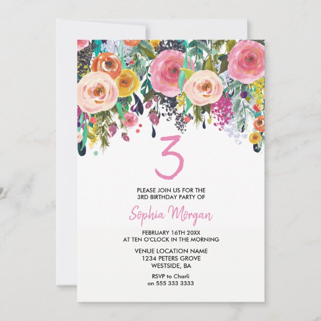 Invitación Fiesta de cumpleaños invita a chicas a una plantet (Anverso)