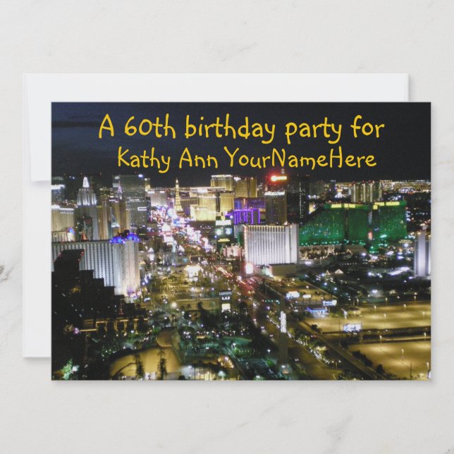Invitación Fiesta de cumpleaños invita a Las Vegas Nevada (Anverso)