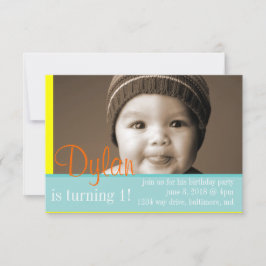 Invitación Fiesta de cumpleaños invita a mi foto Naranja amar