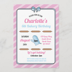 Invitación Fiesta de cumpleaños invita a panadería cumpleaños