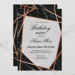 Invitación Fiesta de cumpleaños invita a Rosa de mármol negro<br><div class="desc">Elegantes invitaciones a la Fiesta de Oro del Rosa de Mármol Negro. Se incluye la impresión posterior. Cambie el texto para que se adapte a su fiesta. Vea la colección - ver Wow Meow para la colección Black Marble & Rosa Gold.</div>