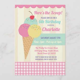 Invitación Fiesta de cumpleaños invita a salón de helados