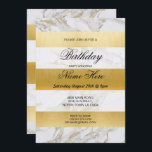 Invitación Fiesta de cumpleaños invita a stripe White Marble<br><div class="desc">Elegantes invitaciones de la Fiesta de Oro de Mármol Blanco Stripe. Se incluye la impresión posterior. Cambie el texto para que se adapte a su Vea la colección - view Wow Meow para la colección Stripe White Gold Marble.</div>