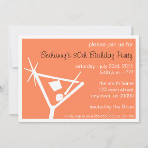 Invitación Fiesta de cumpleaños Invite a Martini Glass (Naran