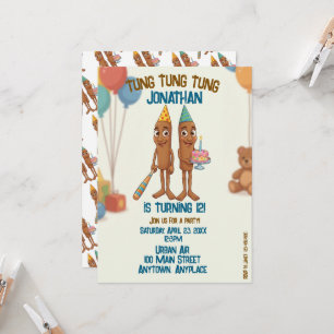 Invitación Fiesta de Cumpleaños Italian Brainrot Tung Tung Tu