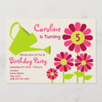 Fiesta de cumpleaños - jardín de flores y regadera